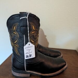 Kids Black and Gold Western Boots